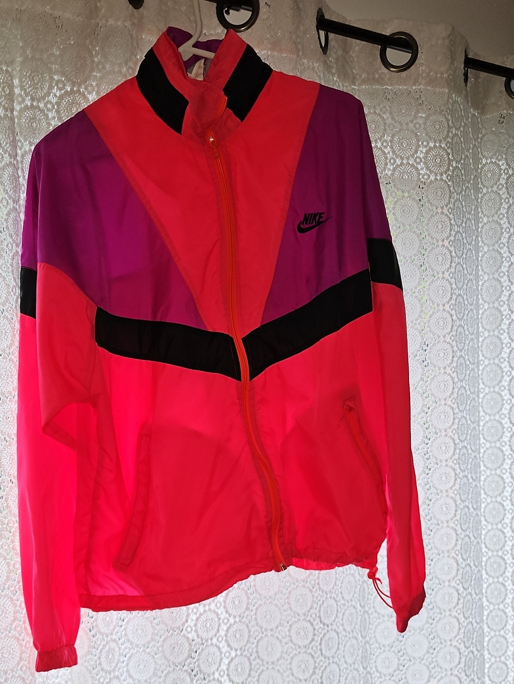 Vintage 1980s Nike Bright Pink and Purple Colorblock Bomber Jacket